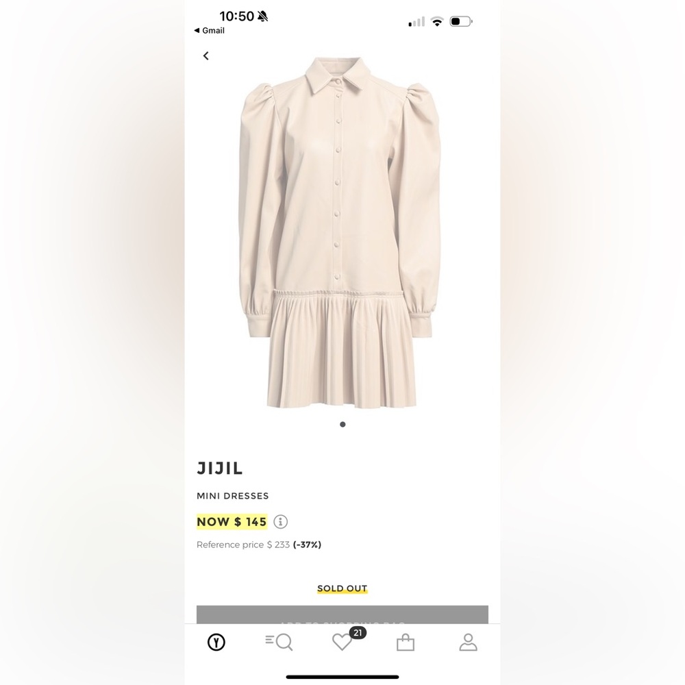 Jijil Ivory Button-Up Dress